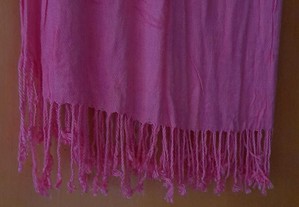 Echarpe cor de rosa com franjas 2,00x0,80 cm