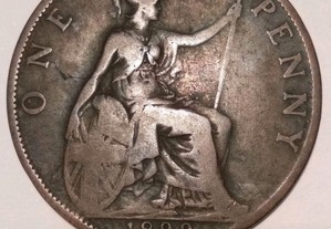 Moeda de 1 Penny 1899 Rainha Victoria de Inglaterra