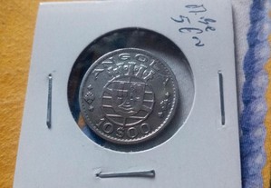 Moeda 10 escudos prata 1955 Angola