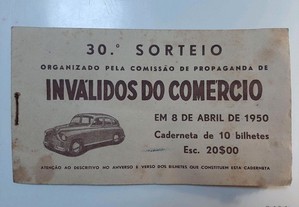 Caderneta 30. sorteio Inválidos do comercio 1950