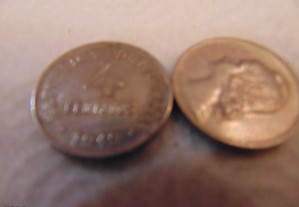 2 Moedas de 4 Centavos ano 1917-1919