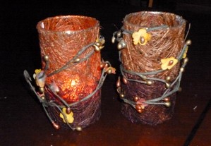 castiçais artesanais / castiçal de velas flutuante