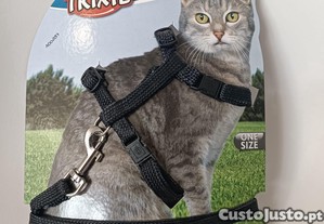 Peitoral com trela para gatos