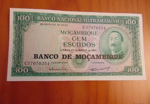 Nota de 100$00 Escudos - Moçambique 1961