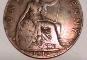 Moeda de 1 Penny 1912 Rei Eduardo V de Inglaterra