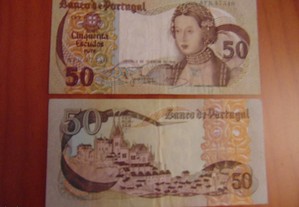 Nota de 50$00,chapa 9; Infanta Dona Maria1980
