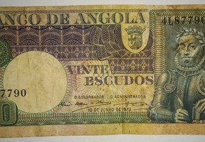 Nota de Angola Ultramar 20 Escudos - 10.06.1973