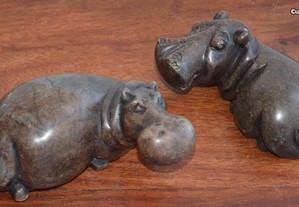 Par de Estatuetas Hipopótamos Origem: Zimbabwe