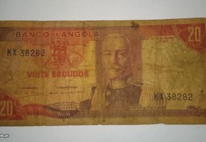 Nota de Angola Ultramar 20 Escudos 24.11.1972
