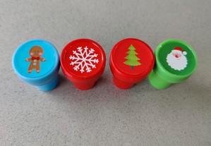 Conjunto de 4 Carimbos de Natal - vermelho, verde e azul