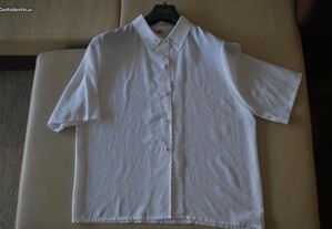 Blusa Seda Branca Bordada C & A Tamanho 40 (nova)