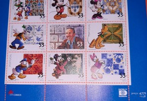Folha com 9 selos Walt Disney