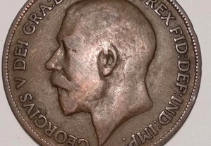 Moeda de 1 Penny 1920 circulada Inglaterra
