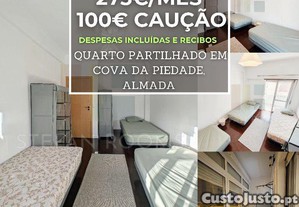 Cama em Quarto Partilhado Triplo Despesas Includas Bed Space Almada Imediato