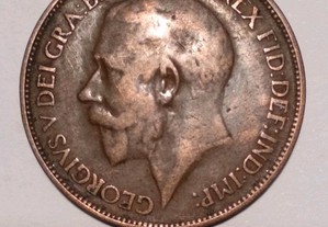 Moeda de Half Penny 1916 do Rei George V de Inglaterra.