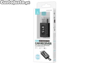 Receptor/transmissor FM BTS 5.3 com design 2 em 1. Suporte a leitura de cartão TF, fonte de alimentação USB, saída AUX de 3,5 mm