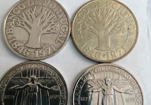 4 moedas de 50 escudos, prata belas