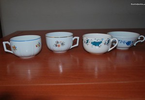 Chávenas Antigas de Porcelana Vista Alegre e Cerâmica de Souselas
