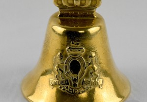 Campainha em metal dourado em forma de sino, Brasão  Dieuet Drott Mon 