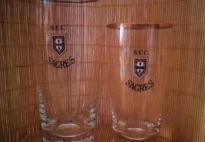 2 copos antigos em vidro da S C C   Sociedade Central de Cervejas SAGRES