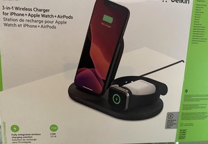 Carregador 3 em 1 para iPhone, AirPods e apple wat