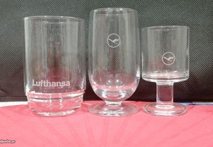 Colecção copos de vidro de várias companhias aéreas de todo o mundo