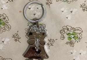 porta chaves com nome juliana prateado