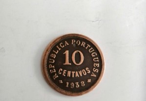 Moeda de 10 centavos, 1938 mbc+, bronze