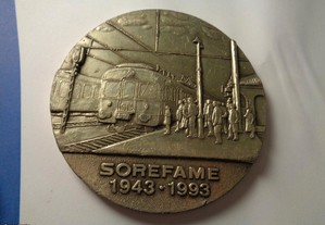 Medalha Sorefame 1943.1993 Estanho Uniface 8cm