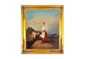 Pintura mulher criança E . Picart século XIX
