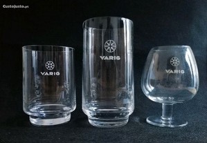 3 copos em vidro da Companhia aérea Brasileira VARIG