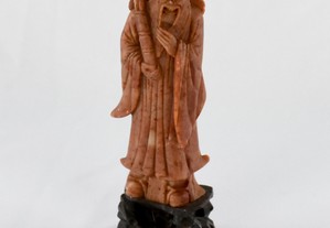 Figura de Imortal, Ancião, Sábio, China, Pedra de Sabão, circa 1900 