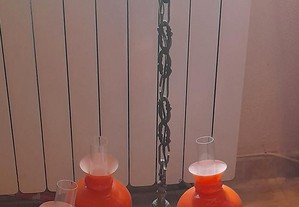Candeeiro tecto em vidro laranja