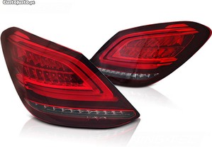 Farolins Traseiros Em Led Mercedes Classe C Sedan Carro W205 De 14-18 Vermelho Cristal