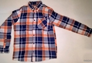 Camisa de Criança Xadrez Azul/Laranja, como Nova
