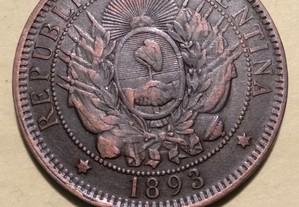 Moeda de 2 Centavos 1893 Argentina