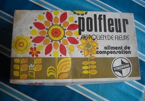 Caixa antiga vintage suplemento polen Polfleur com frascos