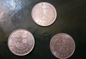 Moedas de $02, 1$00 e 20$00 - Portugal e Angola