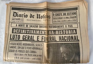 A morte de Salazar edição do Diário de Notícias de 28 de julho de 1970