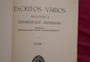 António Vasconcelos. Escritos Vários. Vol I. Relat