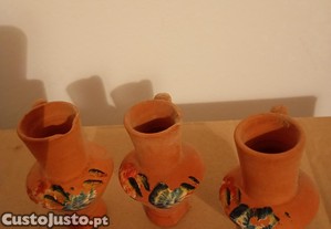 Pack de 3 potes em barro dos anos vintages, "otimo estado", 00.7
