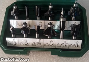 Conjunto de 12 fresas novas para trabalhar madeira