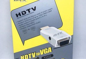Adaptador conversor HDMI para VGA com saída áudio