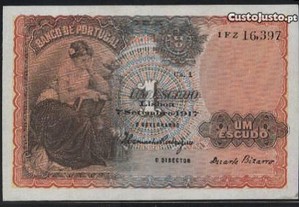 Espadim - Nota de 1$00 de 1917 - Bela