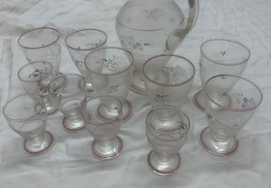 Conjunto jarra vidro com copos