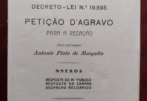 Petição D´Agravo - Adv, António Pinto der Mesquita 1931
