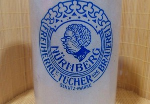 Caneca de cerveja em grés da marca Alemã, Nürnberg Freiherrl Tucher Brauerei, aferida com 1 L
