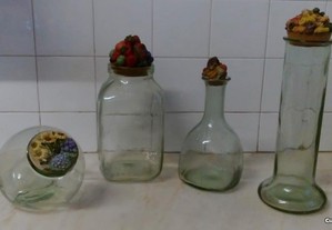 Conjunto vintage de 4 peças de vidro