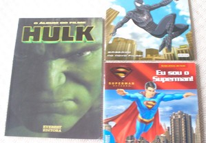 3 livros: Superman, Spider man e Hulk