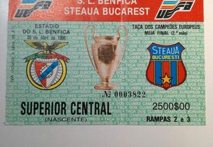 Bilhete Benfica - Steaua Bucarest 1988